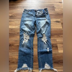 KanCanStraight High Rise Ripped Jean